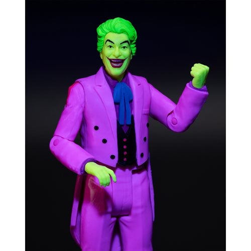 McFarlane Toys DC Retro The Joker Batman: Classic TV Series Black Light Gold Label 6-Inch Action Figure - Entertainment Earth Exclusive