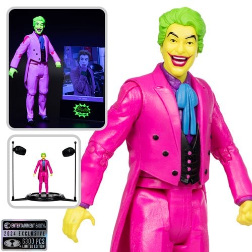 McFarlane Toys DC Retro The Joker Batman: Classic TV Series Black Light Gold Label 6-Inch Action Figure - Entertainment Earth Exclusive