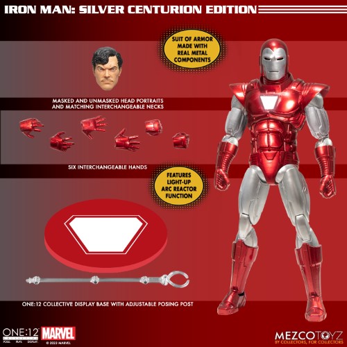 Mezco Toyz Iron Man Silver Centurion Edition One:12 Collective Action Figure