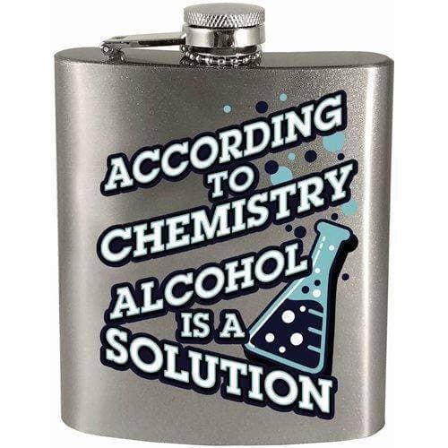 According To Chemistry Alcohol is a Solution 7oz. Hip Flask - by Spoontiques