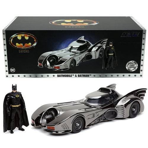 Batman 1989 Movie Batmobile Black Chrome Finish 1:24 Scale Die-Cast Metal Vehicle with Mini-Figure - Exclusive - by Jada Toys