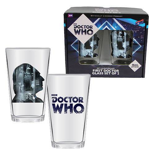 Doctor Who Anniversary First Doctor 16 oz. Glass Set of 2 - by Bif Bang Pow!