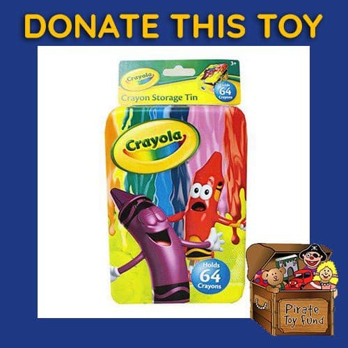 DONATE THIS TOY - Pirate Toy Fund - Crayola Large Crayon Storage Tin Box - by Tin Box Company