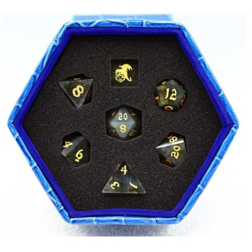 Dragon's Hoard Gem Stone Polyhedral Dice Set - Green Fluorite - by Hymgho