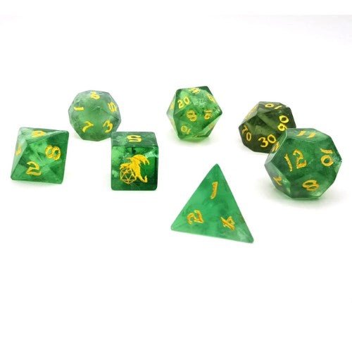 Dragon's Hoard Gem Stone Polyhedral Dice Set - Green Fluorite - by Hymgho