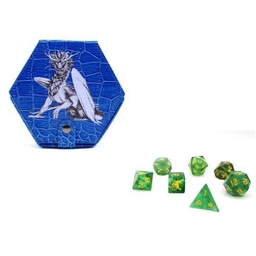 Dragon's Hoard Gem Stone Polyhedral Dice Set - Green Fluorite - by Hymgho