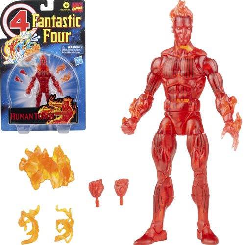 Fantastic Four Retro Marvel Legends Human Torch 6-Inch Action Figure - by Hasbro
