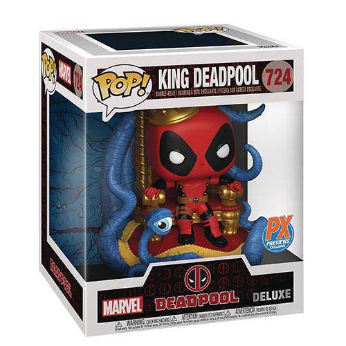 Funko 724 - Marvel Heroes - King Deadpool on Throne Deluxe Pop! Vinyl Bobble Head - PX - by Funko