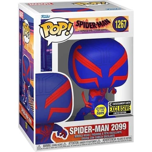 Funko Pop! 1267 - Marvel - Spider-Man: Across the Spider-Verse - Spider-Man 2099 Glow-in-the-Dark Vinyl Figure - Entertainment Earth Exclusive - by Funko