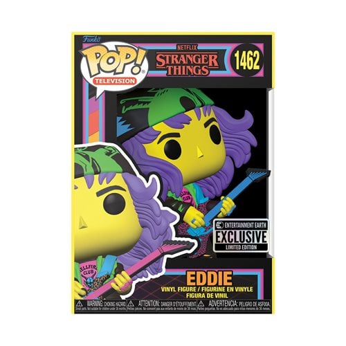 Funko Pop! 1462 TV - Stranger Things Eddie with Guitar Blacklight Vinyl Figure - Entertainment Earth Exclusive - by Funko