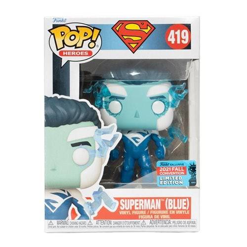 Funko Pop! 419 Heroes - Superman (Blue) Vinyl Figure - 2021 Convention Exclusive - by Funko