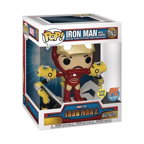 Funko Pop! 905 - Marvel Iron Man with Gantry Glow-in-the-Dark Deluxe Vinyl Bobble Head - PX - by Funko