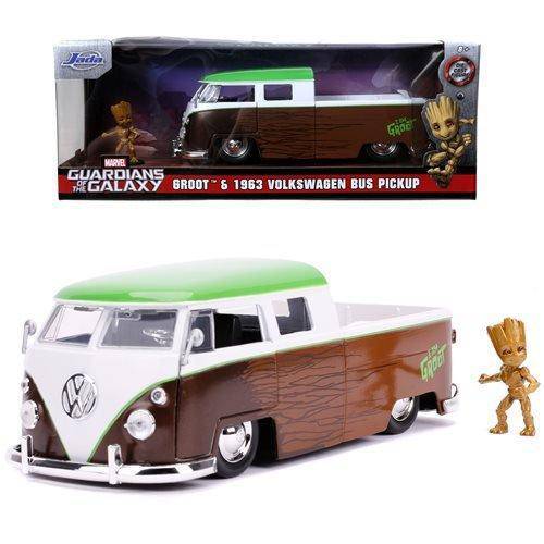 Guardians of the Galaxy 1963 Volkswagen Bus 1:24 Scale Die-Cast Metal Vehicle with Groot Figure - by Jada Toys