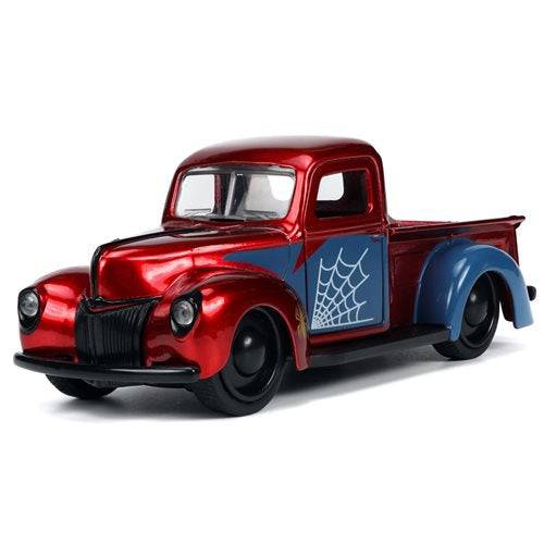 Hollywood Rides 1941 Ford Pickup 1:32 Scale Die-Cast Metal Vehicle with Proto-Suit Spider-Man Figure - by Jada Toys