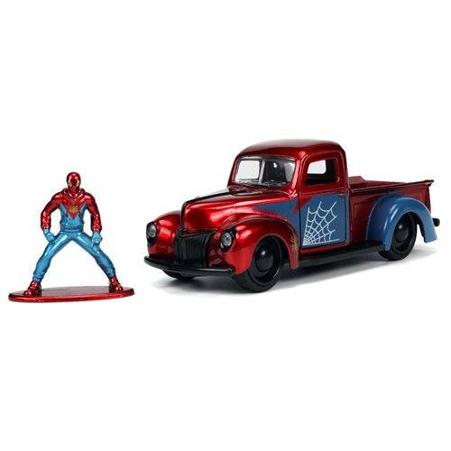 Hollywood Rides 1941 Ford Pickup 1:32 Scale Die-Cast Metal Vehicle with Proto-Suit Spider-Man Figure - by Jada Toys