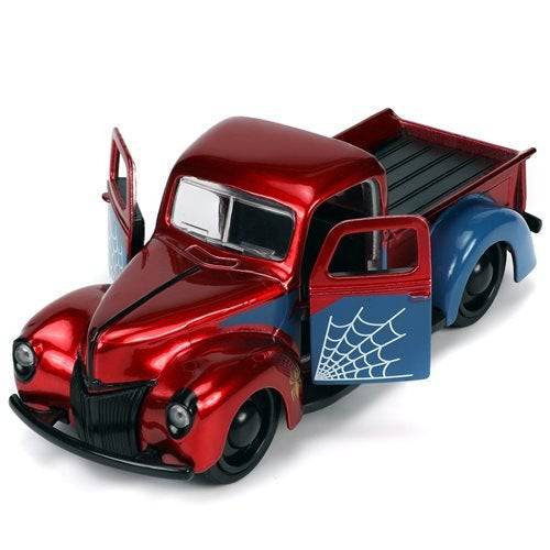 Hollywood Rides 1941 Ford Pickup 1:32 Scale Die-Cast Metal Vehicle with Proto-Suit Spider-Man Figure - by Jada Toys