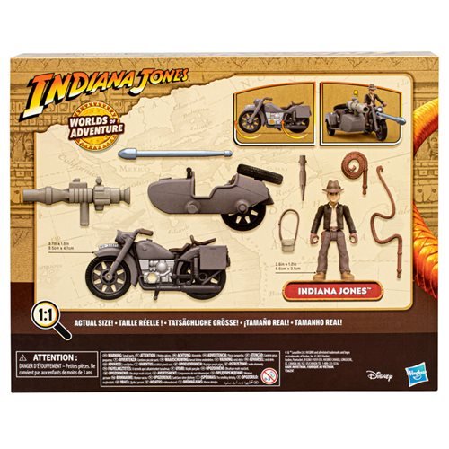 Indiana Jones Worlds of Adventure Indiana Jones with Motorcycle and Sidecar Action Figure Set - by Hasbro