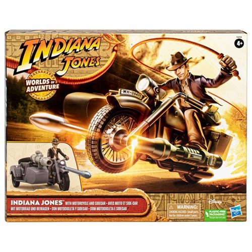 Indiana Jones Worlds of Adventure Indiana Jones with Motorcycle and Sidecar Action Figure Set - by Hasbro