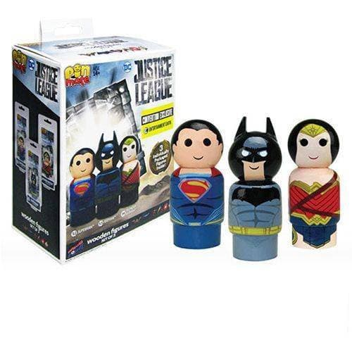 Justice League Pin Mate Wooden Figure Set of 3 - Convention Exclusive - by Bif Bang Pow!
