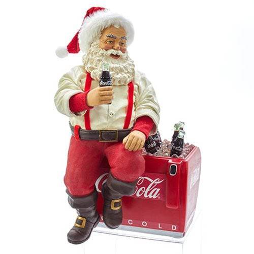 Kurt Adler - Coca-Cola Santa on Cooler 10 1/2-Inch Statue - by Kurt S. Adler