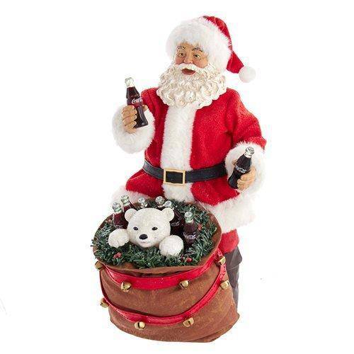 Kurt Adler - Coca-Cola Santa with Bear in Bag 10 1/2" Table Piece - by Kurt S. Adler