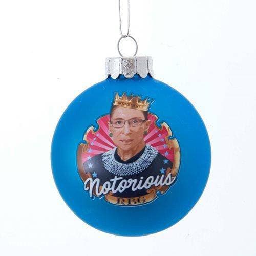 Kurt Adler - Notorious RBG - Ruth Bader Ginsburg Decal 3 1/7" Glass Ball Ornament - by Kurt S. Adler