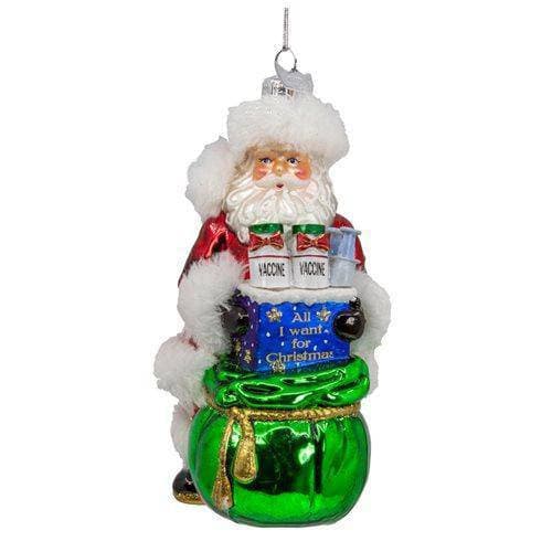 Kurt Adler - Santa with Covid Vaccine Gifts 5-Inch Noble Gems Ornament - by Kurt S. Adler
