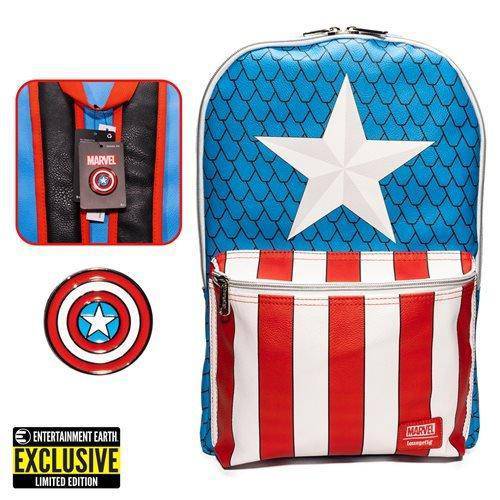 Loungefly Captain America Cosplay Backpack with Pin Set - Entertainment Earth Exclusive - by Loungefly