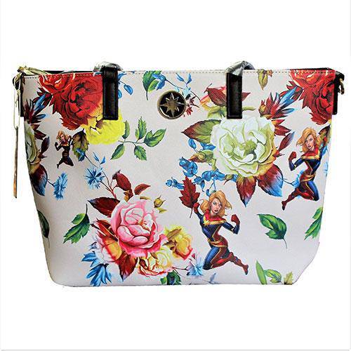 Loungefly Captain Marvel Floral Tote Purse - by Loungefly
