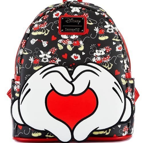 Loungefly Mickey Mouse and Minnie Mouse Heart Hands Mini-Backpack - by Loungefly