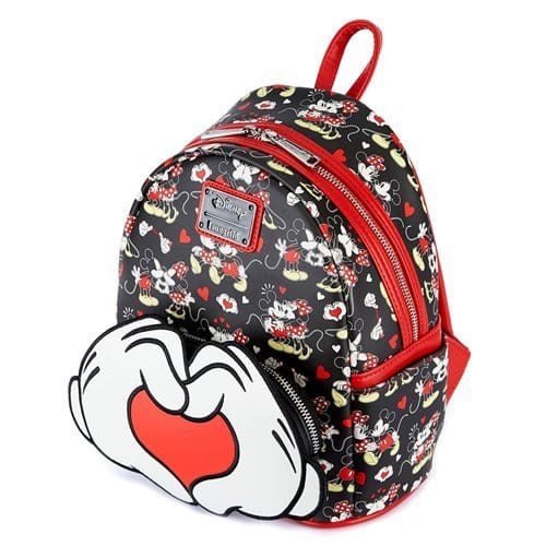 Loungefly Mickey Mouse and Minnie Mouse Heart Hands Mini-Backpack - by Loungefly