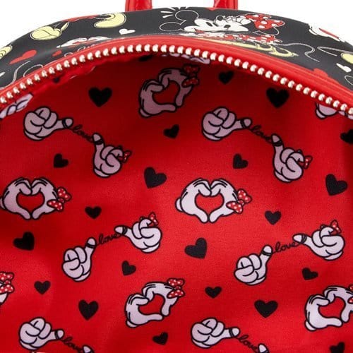 Loungefly Mickey Mouse and Minnie Mouse Heart Hands Mini-Backpack - by Loungefly