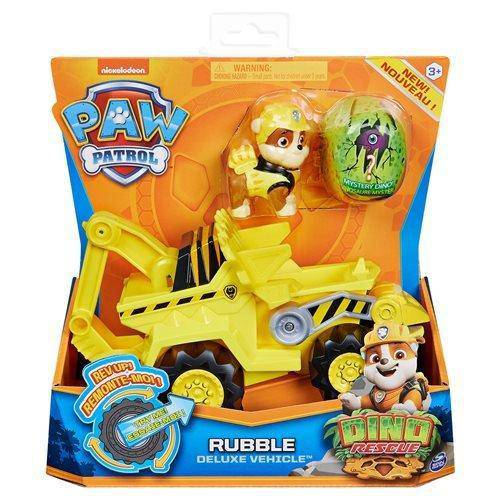 PAW Patrol Dino Rescue Deluxe Rev-Up Vehicle and Figure - Rubble - by Spin Master