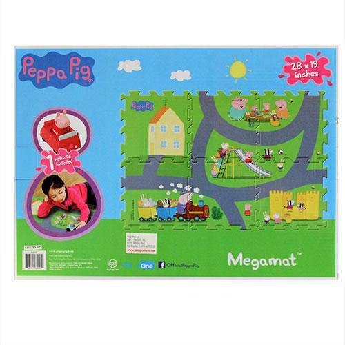 Peppa Pig - 6 Tiles - 28 x 19 Inch - Mega Floor Mat with Vehicle - by TCG Toys