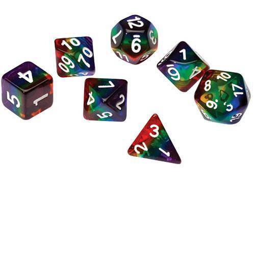 RPG Dice Set (7+1): Rainbow Translucent Resin - by SIRIUS DICE