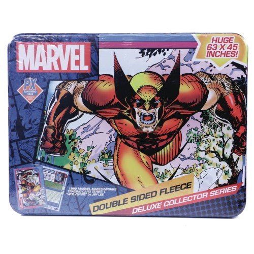 SDCC 2023 Marvel Wolverine Card Deluxe Fleece Blanket Tin - Previews Exclusive - by Surreal Entertainment