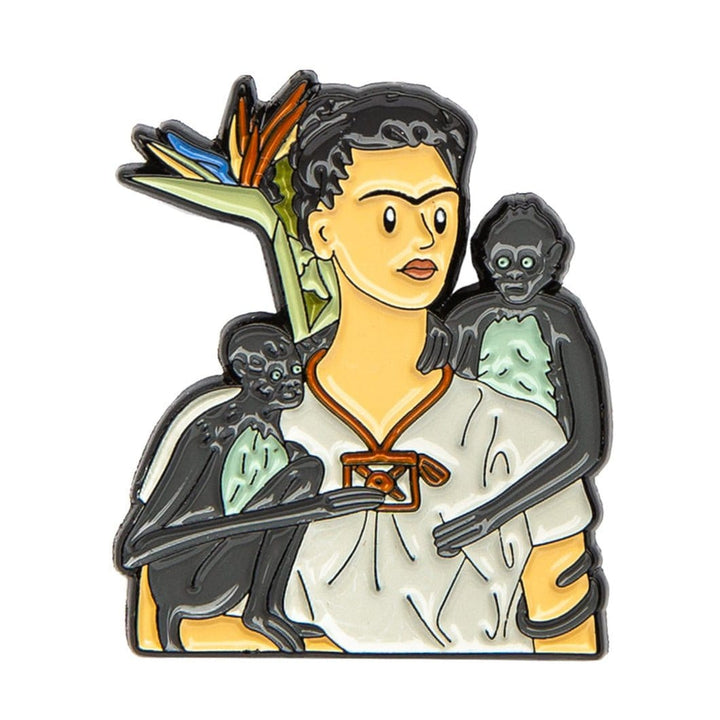 Self-Portrait with Monkeys by Frida Kahlo Enamel Pin - Today is Art Day - by Today Is Art Day