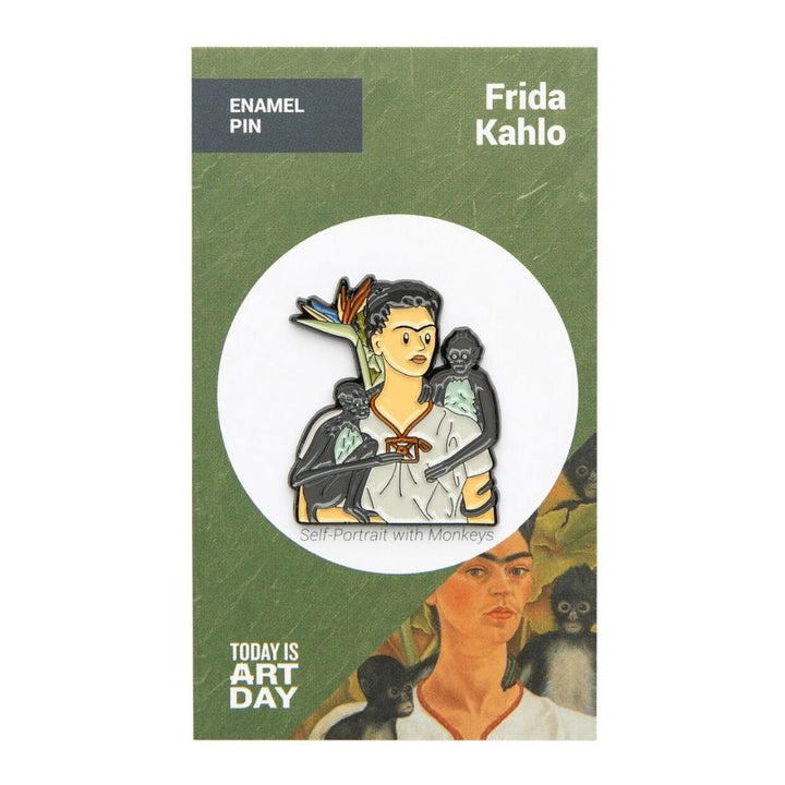 Self-Portrait with Monkeys by Frida Kahlo Enamel Pin - Today is Art Day - by Today Is Art Day