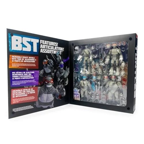 Teenage Mutant Ninja Turtles BST AXN Turtles IDW Comic Black and White 5-Inch Action Figure 4-Pack - SDCC 2023 Exclusive - by The Loyal Subjects
