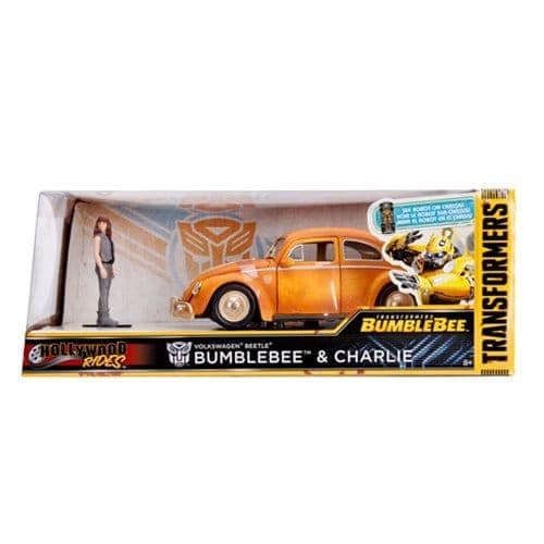 Transformers Bumblebee Movie 1:24 Scale Volkswagen Beetle Die-Cast Metal Vehicle with 3 3/4-Inch Charlie Figure - by Jada Toys