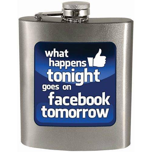 What happens tonight goes on facebook tomorrow 7oz. Hip Flask - by Spoontiques