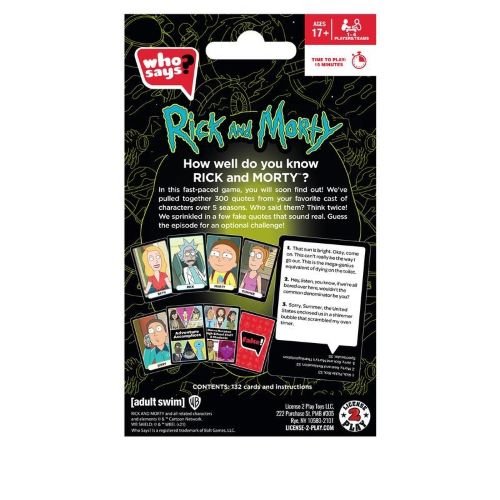 Who Says? Card Game Rick and Morty Edition - by License 2 Play