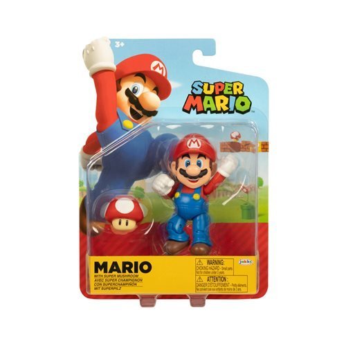 World of Nintendo 4" Action Figure - Mario with Super Mushroom - by Jakks Pacific
