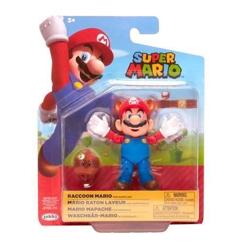 World of Nintendo 4" Action Figure - Raccoon Mario with Super Leaf - by Jakks Pacific
