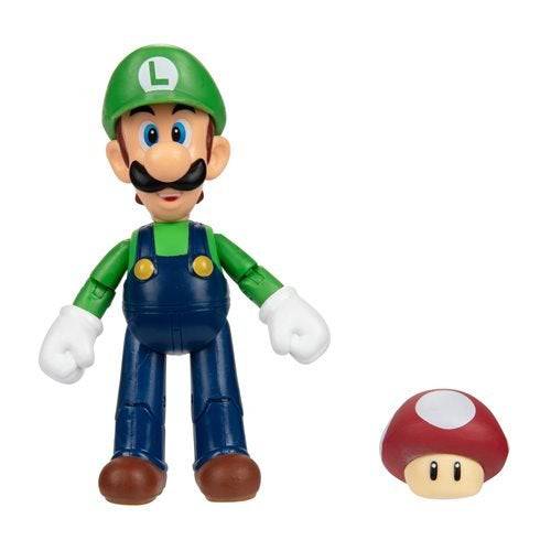 World of Nintendo 4 Inch Action Figure - Luigi with Super Mushroom - by Jakks Pacific