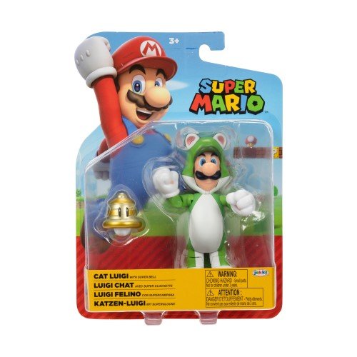 World of Nintendo Super Mario 4" Cat Luigi with Super Ball Action Figure - by Jakks Pacific