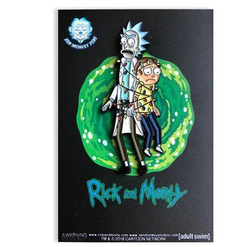 Zen Monkey: Rick and Morty Tangled in Lights - Rick and Morty Enamel Pin - by Zen Monkey Studios